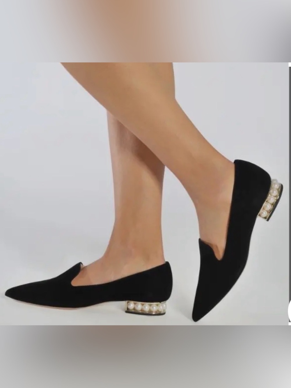 NEW Black Pearl-Accent Suede Loafers
